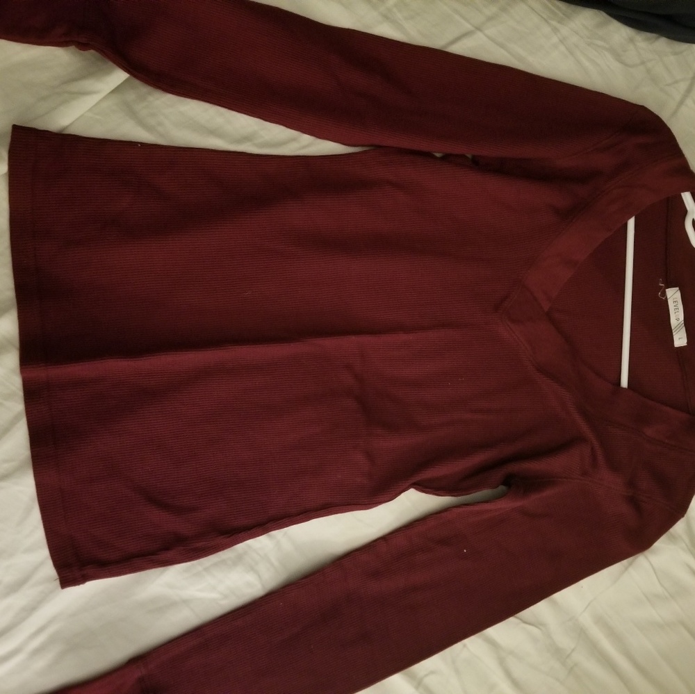 Burgundy v neck